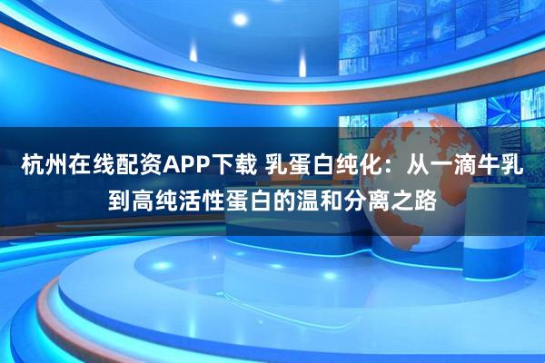杭州在线配资APP下载 乳蛋白纯化:从一滴牛乳到高纯活性蛋白的温和分离之路